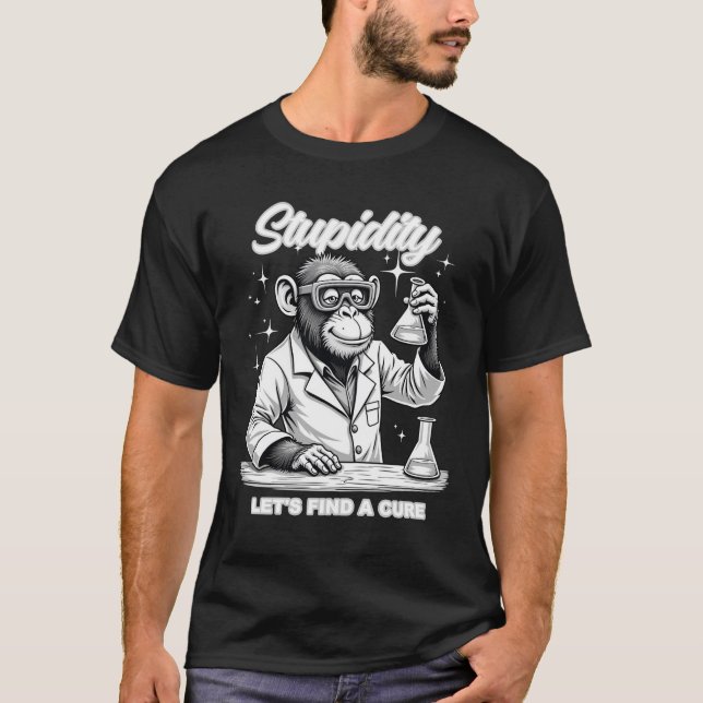 T-Shirt pour la science amusante - Lab Monkey Joke (Devant)