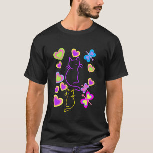 T-shirt Pour les filles mignonnes chats d'été Chat Rétro C