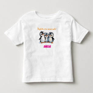 T-shirt Pour Les Tous Petits 1er Anniversaire Triplets Cadeau, Pingouins, Custo