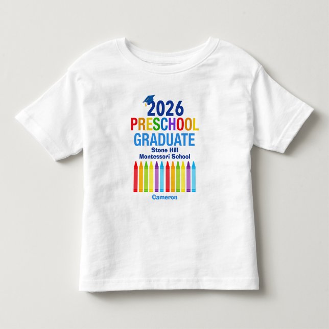 T-shirt Pour Les Tous Petits 2026 Preschool Graduate Cute Customizable (Devant)