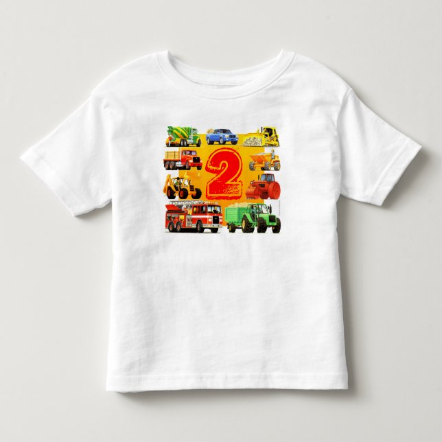 T-shirt Pour Les Tous Petits 2ème anniversaire de grands camions de (Devant)