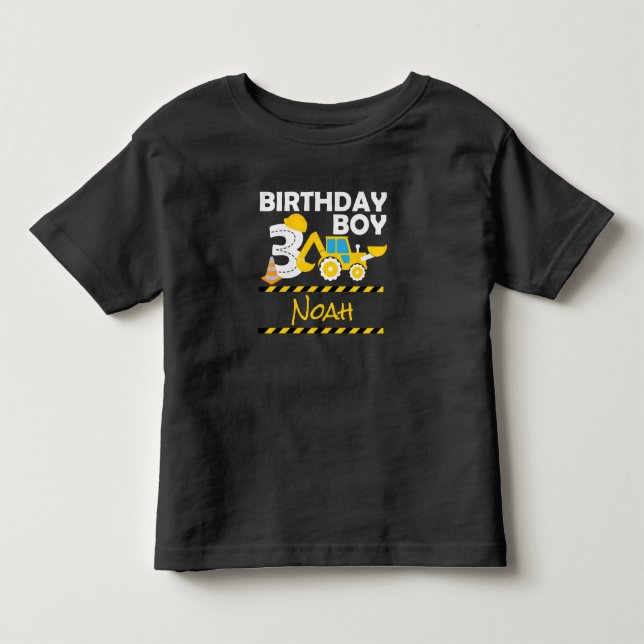 T-shirt Pour Les Tous Petits 3e anniversaire chantier grue 3 ans (Devant)