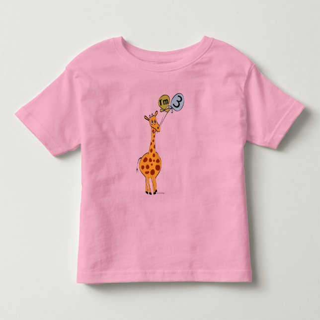 T-shirt Pour Les Tous Petits 3e anniversaire Giraffe et ballons (Devant)
