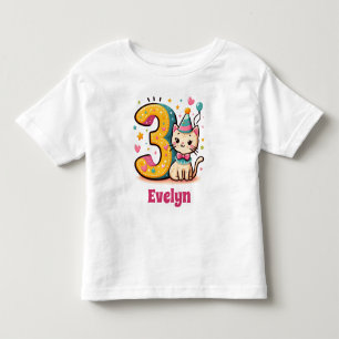 T-shirt Pour Les Tous Petits 3e anniversaire Kitty personnalisé