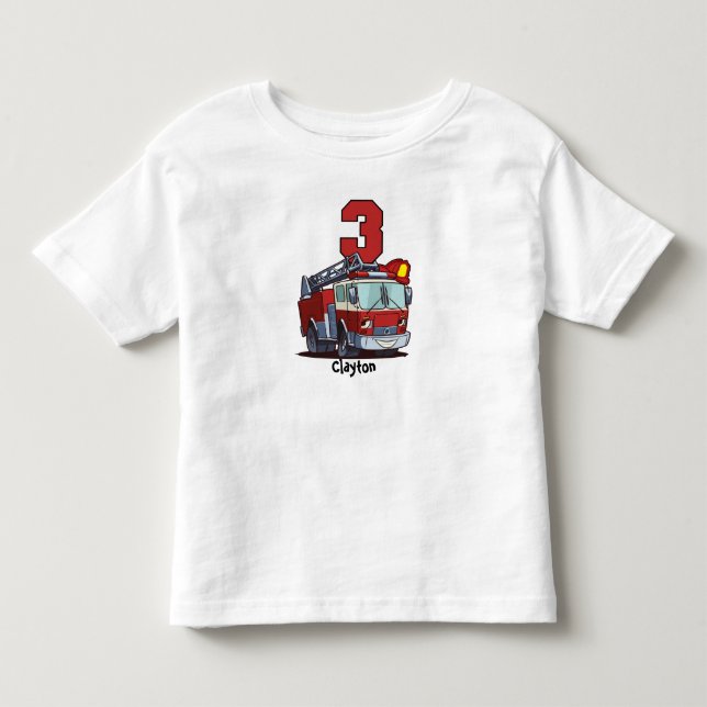 T-shirt Pour Les Tous Petits 3ème Camion de pompiers d'anniversaire (Devant)