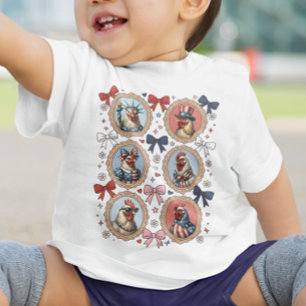 T-shirt Pour Les Tous Petits 4 juillet 2026 Animal Patriotique Vintage