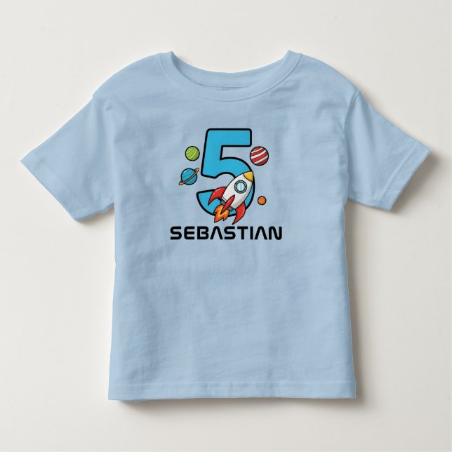 T-shirt Pour Les Tous Petits 5e anniversaire – Planètes de l'espace  (Devant)