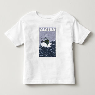 T-shirt Pour Les Tous Petits Affiche de Vintage voyage de bateau d'AlaskaCrab