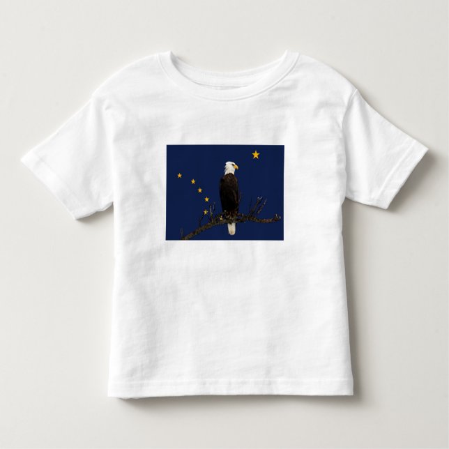 T-shirt Pour Les Tous Petits Aigle Et Drapeau De L'Alaska (Devant)