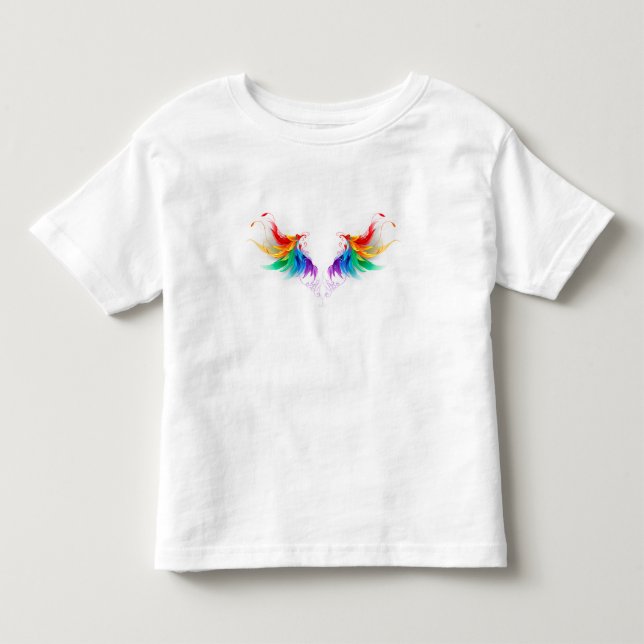 T-shirt Pour Les Tous Petits Ailes fluffy arc-en-ciel (Devant)