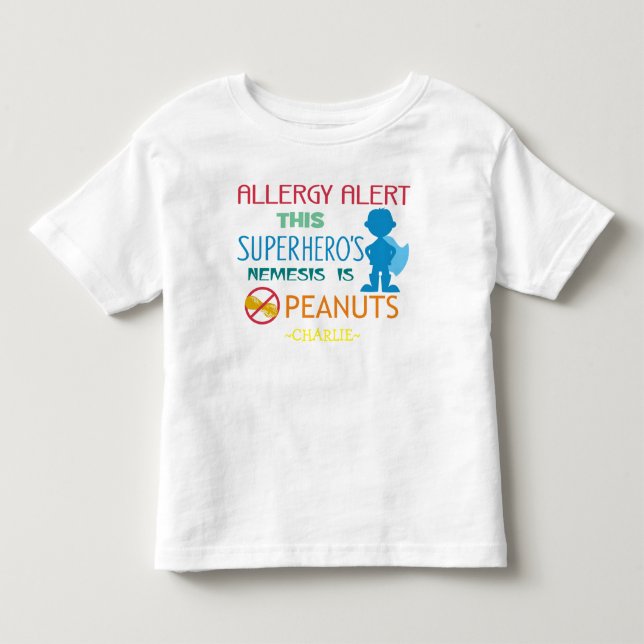 T-shirt Pour Les Tous Petits Alerte d'allergie aux arachides Superhero Garçons  (Devant)