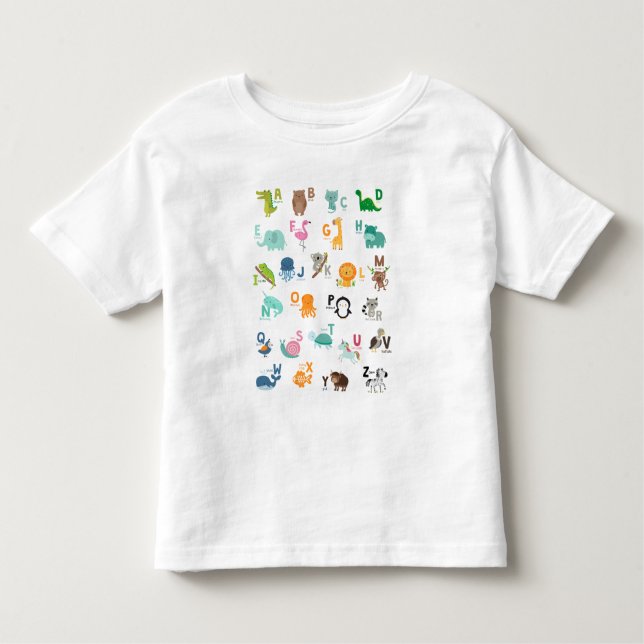 T-shirt Pour Les Tous Petits Alphabet de doodle animal (Devant)