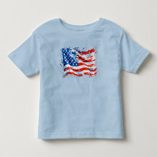 T-shirt Pour Les Tous Petits American Flag USA Watercolor 4 juillet