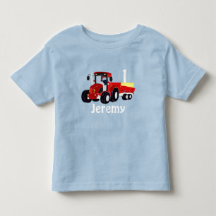 T-shirt Pour Les Tous Petits Amusement Age et nom Tracteur rouge Anniversaire T
