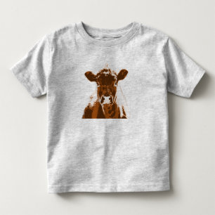 T-shirt Pour Les Tous Petits Animal de ferme à la vache Brown