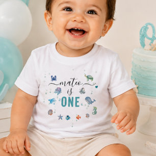 T-shirt Pour Les Tous Petits Animal Marin Personnalisé Nom 1er Anniversaire