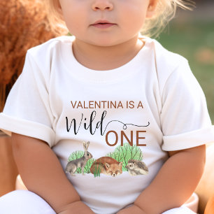 T-shirt Pour Les Tous Petits Animaux de bois mignons Sauvages un premier annive