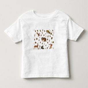 T-shirt Pour Les Tous Petits Animaux de forêt automnale Feuilles d'automne