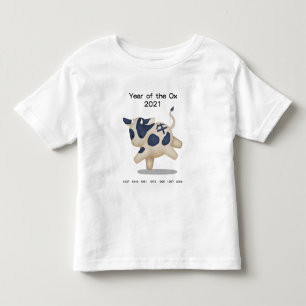T-shirt Pour Les Tous Petits Année de l'Ox Cute Zodiac Animal 2021 Keepsaké