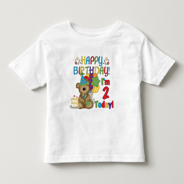 T-shirt Pour Les Tous Petits Anniversaire d'ours de nounours de joyeux (Devant)