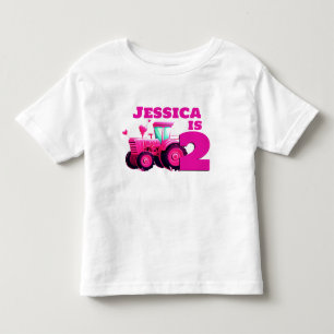 T-shirt Pour Les Tous Petits Anniversaire du tracteur rose