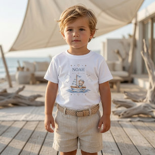 T-shirt Pour Les Tous Petits Anniversaire Marin Ourson de Style Côtier