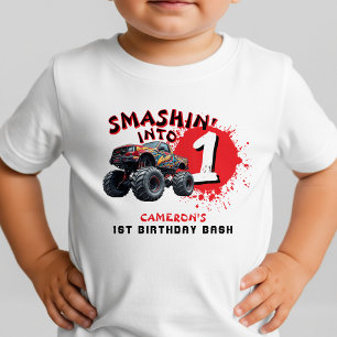 T-shirt Pour Les Tous Petits Anniversaire Monster Truck Smash 1 an