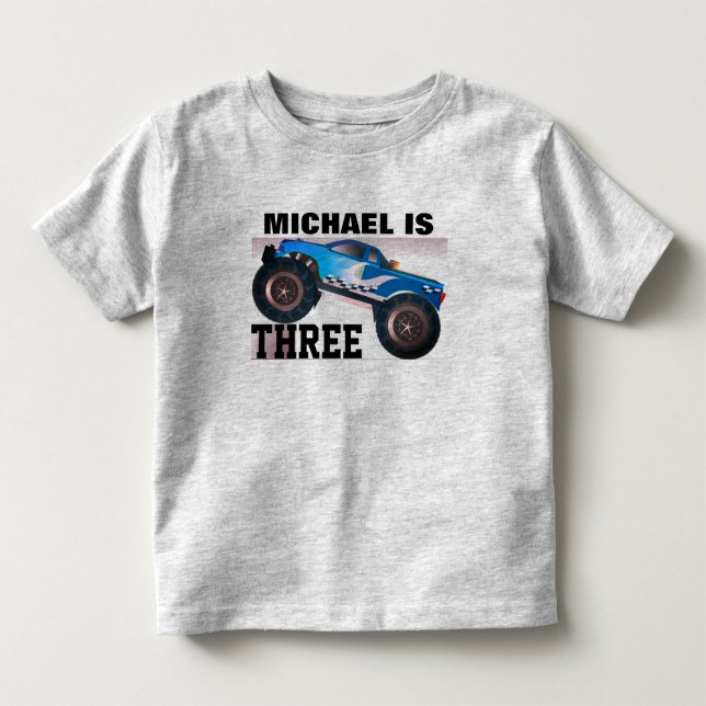 T-shirt Pour Les Tous Petits Anniversaire personnalisé du camion Monster (Devant)