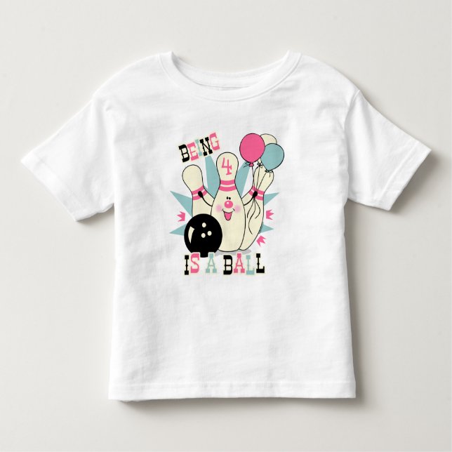T-shirt Pour Les Tous Petits Anniversaire rose de Pin de bowling (Devant)