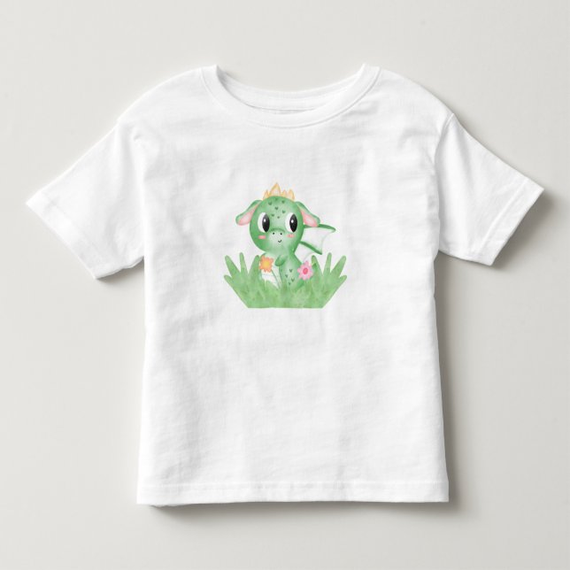 T-shirt Pour Les Tous Petits Aquarelle Bébé Cute Dragon (Devant)