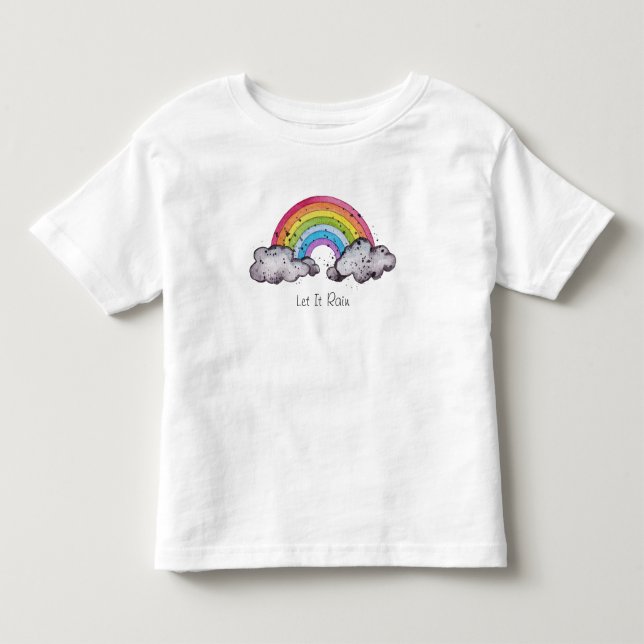 T-shirt Pour Les Tous Petits Aquarelle Cute Arc-En-Ciel Et Nuages (Devant)