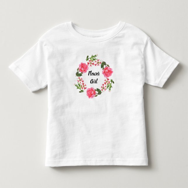 T-shirt Pour Les Tous Petits Aquarelle Fleurs roses Cercle de couronne (Devant)