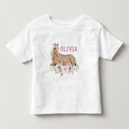 T-shirt Pour Les Tous Petits Aquarelle Floral Cheval Brown Anniversaire