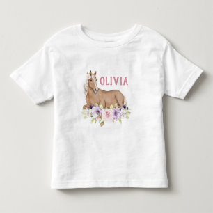 T-shirt Pour Les Tous Petits Aquarelle Floral Cheval Brown Anniversaire