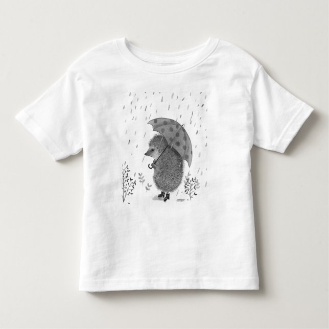 T-shirt Pour Les Tous Petits Aquarelle mignonne Hérisson Rainy Day Whimsical (Devant)
