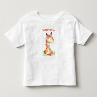 T-shirt Pour Les Tous Petits Aquarelle rose Petit Cheval