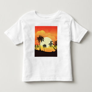 T-shirt Pour Les Tous Petits Arrière - plan d'été avec palmiers-32134