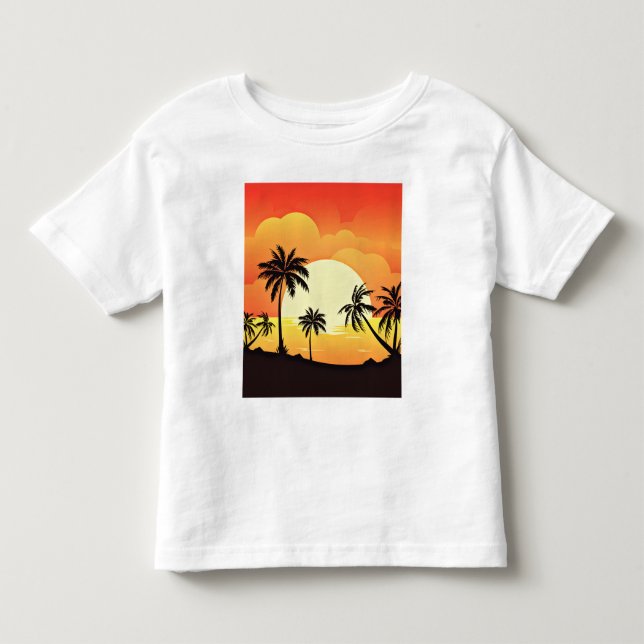 T-shirt Pour Les Tous Petits Arrière - plan d'été avec palmiers-32134 (Devant)