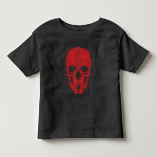 T-shirt Pour Les Tous Petits Art Glitch Crâne Rouge