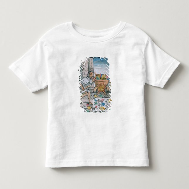T-shirt Pour Les Tous Petits Artisans aztèques teignant des plumes (Devant)