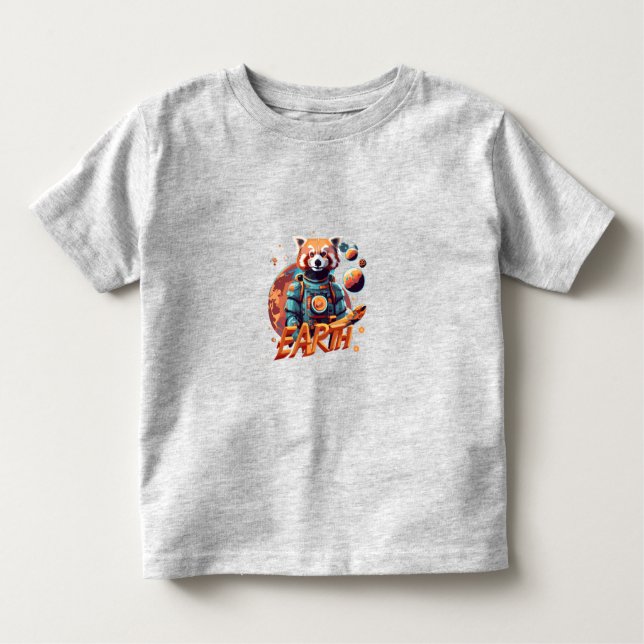 T-shirt Pour Les Tous Petits astronaute de panda rouge (Devant)