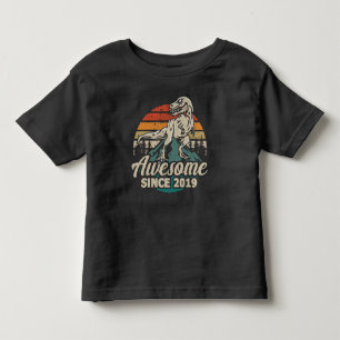 T-shirt Pour Les Tous Petits Awesome depuis 2019 Dinosaur 4 Année 4e anniversai