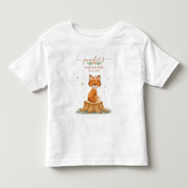 T-shirt Pour Les Tous Petits Baby Shower Thème Renard Rustique (Devant)