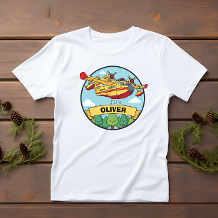 T-shirt Pour Les Tous Petits Badge d'avion de lutte contre l'incendie de dessin