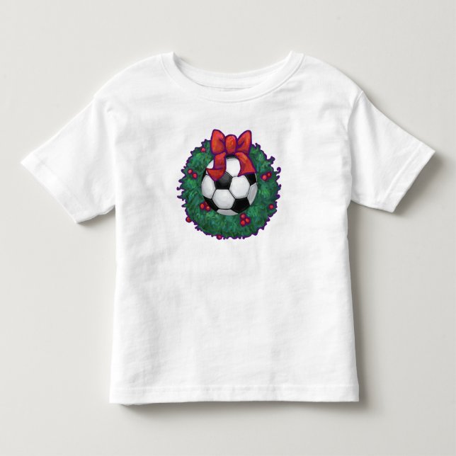 T-shirt Pour Les Tous Petits Balle de soccer couronne de Noël (Devant)