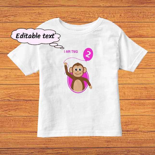 T-shirt Pour Les Tous Petits Ballon rose singe d'anniversaire (Créateur téléchargé)