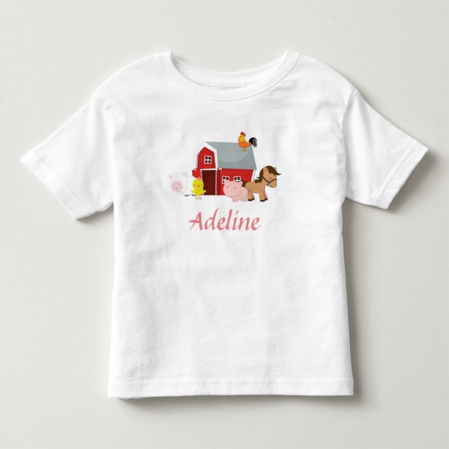 T-shirt Pour Les Tous Petits Barnyard Animaux Filles Ruffle Chemise (Devant)