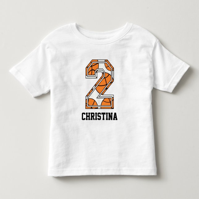 T-shirt Pour Les Tous Petits Basket-ball personnalisé numéro 2 (Devant)