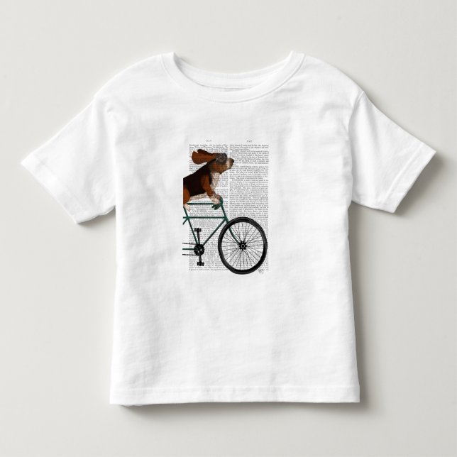 T-shirt Pour Les Tous Petits Basset Hound sur vélo (Devant)