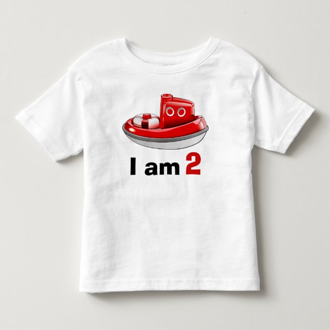 T-shirt Pour Les Tous Petits Bateau-remorque rouge Anniversaire 2 (Devant)